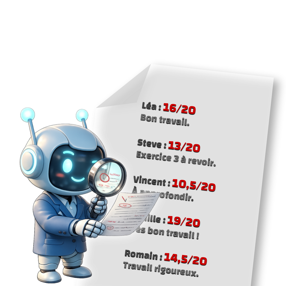 Exemple de résultats et d'appréciations générés par Léo
